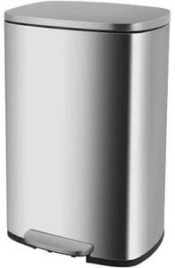 lot 6071 image: 13.2 Gallon(50L) Trash Can, Fingerprint Proof Stainless Steel Kitchen Garbage Can with Removable Inner Bucket and Hinged Lids, Pedal Rubbish Bin for Home Office - dented
