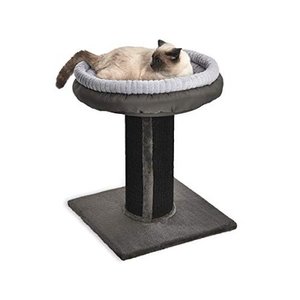 lot 6072 image: Extra Large Cat Scratching Post Tree Tower With Bed, 19 x 19 x 26 Inches, Black