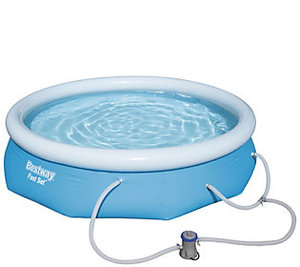 lot 6078 image: Bestway - 10 x 30 Fast Set Inflatable Above Ground Swimming Pool w Filter Pump - Blue