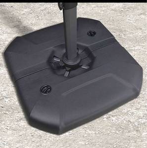 lot 892 image: purple leaf offset umbrella base water and sand filled weight base outdoor umbrella base. Retails $199