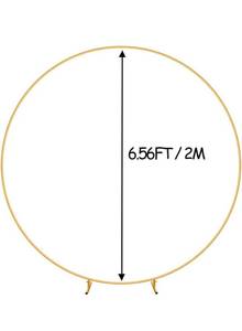 lot 893 image: 6.56FT Gold Round Wedding Arch Stand, Metal Circle Balloon Arch Backdrop Stand Frame, Garden Ballon Flower Arch Holder.