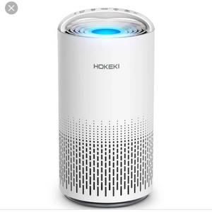 lot 909 image: Large Room with Air Quality Auto Sensor, True HEPA Air Cleaner Filter, 5-in-1 Odor Eliminator with Night Light for Home Office (White)