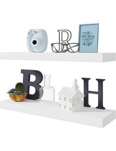 lot 919 image: BAMEOS Floating Shelf ,Wall Shelf,Decor Wall Mounted Shelves ,Hanging Shelf Set L24xW6 for Bathroom Kitchen Living ,Kitchen,Room Bedroom Storage,White