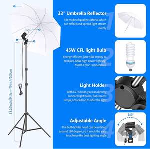 lot 953 image: 800W 5500K Umbrellas Softbox Continuous Lighting Kit
