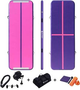 lot 954 image: Gymnastics Air Mat Tumble Track Tumbling Mat Inflatable Floor Mats With Electric Air Pump. Fuschia, 13ftx3.3ftx4inch