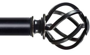lot 963 image: KAMANINA 1 Inch Curtain Rod Single Drapery Rod 36 to 72 Inches (3-6 Feet), Twisted Cage Finials, Black