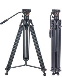 lot 977 image: Video Tripod System, Cayer BV30L 72 inch- Professional Heavy Duty Aluminum Twin Tube Tripod, K3 Fluid Head, Mid-Level Spreader. Retails $139