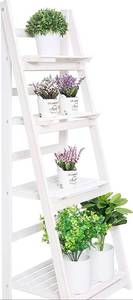 lot 983 image: Fateanuki Plant Stand 45 inch Foldable Plant Stands for Indoor Plants 4 Tier White Display Ladder Shelf
