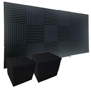 lot 1005 image: 96 Pack BLACK Acoustic Foam Panel Wedge Studio Soundproofing Wall Tiles 12 X 12 X 1 (96BLACK)