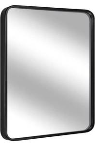 lot 1024 image: LEORISO 24 x 32 Black Bathroom Mirror for Wall, 1.3 Metal Frame Rectangle Mirror