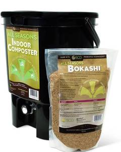 lot 1032 image: All Seasons Indoor Composter Starter Kit &amp 5 Gallon Black Compost Bin For Kitchen Countertop With Lid