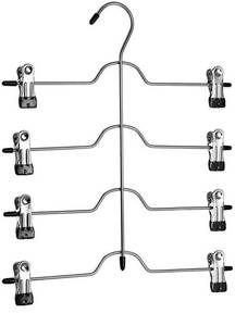 lot 1037 image: Richards Homewares Black 8 Clips Slack Rack 4 Tier TrouserSkirt Chrome & Black Vinyl Hanger (6-Pack)