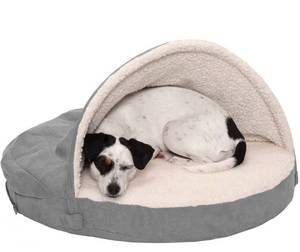 lot 1043 image: Furhaven Pet Bed for Dogs and Cats - Sherpa and Suede Snuggery Blanket Round Egg Crate Orthopedic Dog Bed, Removable Machine Washable Cover - Gray
