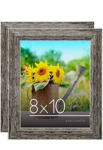 lot 1050 image: Americanflat 8x10 Rustic White Picture Frame with Polished Glass - Horizontal and Vertical Formats
