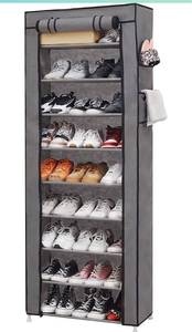 lot 1051 image: PENGKE 9 Tiers Shoe Rack with Dustproof Cover Closet Shoe Storage Cabinet Organizer,Grey