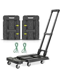 lot 1056 image: WBD Folding Hand Truck Dolly for Moving with 6 Heavy Duty Wheels Push Platform Cart,