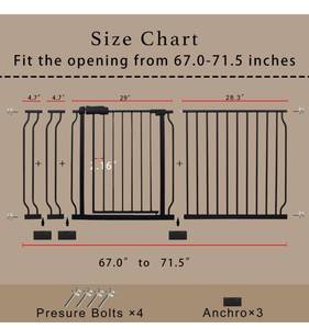 lot 1066 image: Thasamm Extra Wide Baby Gate Tension Indoor Safety Gates Black Metal Large Pressure Mounted Pet Gate Walk Through Long Safety Dog Gate