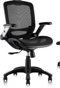 lot 1074 image: Mid Back Mesh Office Chair Ergonomic Swivel Black Mesh Computer Chair Flip Up Arm