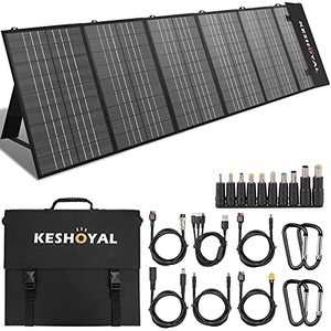 lot 1083 image: Keshoyal Portable Solar Panels,150W18V Foldable Solar Panel with QC3.0 USB Ports & DC Output(10 Connectors) ,Retails $199