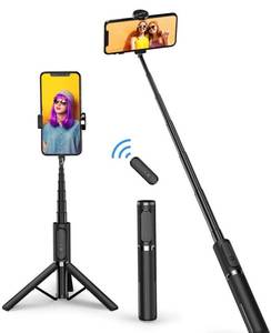 lot 1105 image: Atumtek Bluetooth Selfie Stick Tripod, Mini Extendable 3 In 1 Aluminum Black