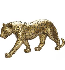 lot 1110 image: Cheetah Statue Home Decor Leopard Sculpture Resin Sitting Cheetah Figurine Desktop Table Top Ornament Decoration for Home Office-Gold Or Silver (Walking-Champagne Gold)
