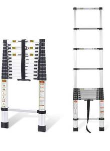 lot 1112 image: Telescopic Ladder, 16.5FT RIKADE Aluminum Telescoping Ladder with Non-Slip Feet, Portable Extension Ladder. Retails $159