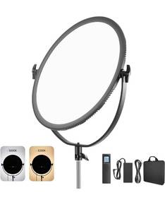 lot 1118 image: Neewer LED Bi-Color Studio Round Lighting, Ultra Thin Studio Edge Flapjack Light, 18-Inch 70W Dimmable Portrait Light with Battery HolderAC Adapter2.4G Wireless Remote. Retails $207