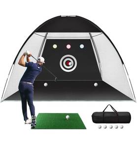 lot 1084 image: Golf Practice Net, 10x7ft Golf Hitting Training Aids Nets with Target and Carry Bag for Backyard Driving Chipping - 1 Golf Mat - 1 Golf Tee