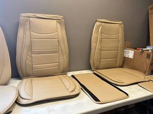 lot 1132 image: Khaki leather bucket car seats covers