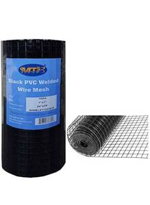 lot 1135 image: MTB Black PVC Coated Welded Wire Mesh Garden Economy Fence 24 Inch x 50 Foot-1 Inch x 1 Inch 16GA. Retails $99