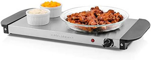 lot 518 image: Ovente Electric Food Buffet Warmer with Stainless Steel Flat Warming Tray, Temperature Control, Portable and Perfect for Indoor Dinner