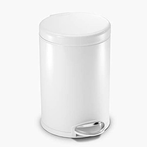 lot 810 image: simplehuman 4.5 Liter Bathroom Trash Can, White Steel