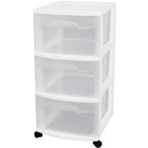 lot 900 image: Sterilite 28308002 3Drawer Cart, White