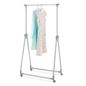 lot 915 image: Whitmor Foldable Garment Rack - Rolling Clothes Rack - Adjustable Height - Silver - 22 x 34.75 x 66.25