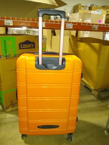 lot 1019 image: Rockland Melbourne Hardside Expandable Spinner Wheel Luggage, Orange, Checked Medium 24-Inch