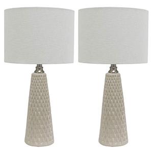 lot 1030 image: Decor Therapy MP1631 Set of Two Jameson Textured Ceramic Table Lamps, Ivory