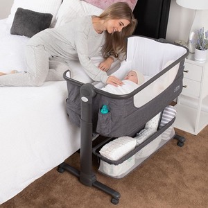 lot 1215 image: KoolerThings Baby Bassinet, Bedside Sleeper for Baby, Easy Folding Portable Crib with Storage Basket for Newborn, Bedside Bassinet, Comfy MattressTravel Bag Included