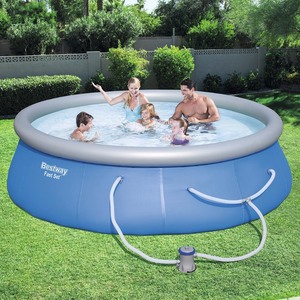 lot 1216 image: Bestway Fast Set 13 x 33 Swimming Pool Set with 530 GPH Filter Pump