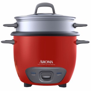 lot 1306 image: Aroma Arc-743-1NGR 6-Cup Rice Cooker, Red