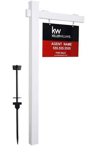 lot 1339 image: Kdgarden Vinyl PVC Real Estate Sign Post 6ft. Tall (4x 4x 72) Realtor Yard Sign Post for Open House and Home for Sale, 36 Arm Holds Up to 24 Sign, White with Flat Cap(No Sign)