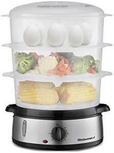lot 2109 image: Elite Gourmet EST4401# Electric Food Vegetable Steamer with BPA-Free 3 Tier Stackable