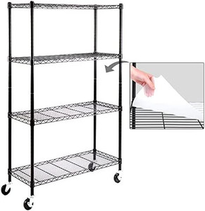 lot 2119 image: EFINE 4-Shelf Shelving Units and Storage on 3 Wheels with Shelf Liners Set of 4