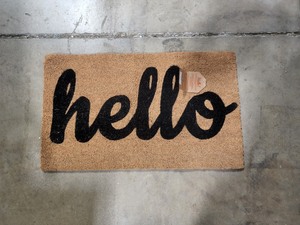 lot 2124 image: Hello Doormat With Thick Bristles