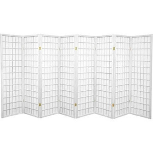 lot 2133 image: Oriental Furniture 6 ft. Tall Window Pane Shoji Screen - White - 8 Panel