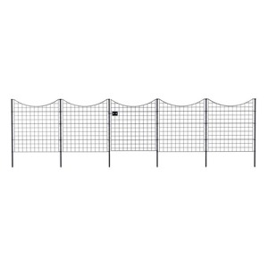 lot 2136 image: Zippity Outdoor Products 3 ft. W x 3.25 ft. H Black Metal Zippity Gate with 4-Fence Panels, Powder coated black