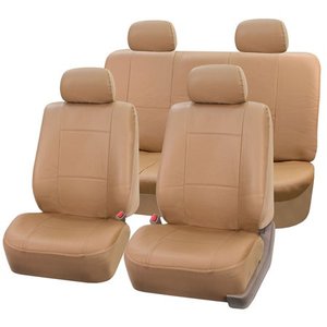lot 3108 image: FH Group Faux Leather Universal Seat Covers Full Set Tan