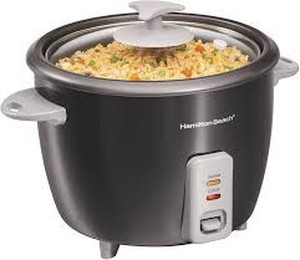 lot 3116 image: Hamilton Beach Rice Cooker and Food Steamer, 16 Cups Cooked (8 Uncooked), with Steam and Rinse Basket, Black (37517)