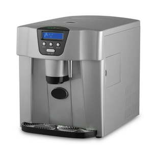 lot 3123 image: NutriChef PICEM75 - Ice Maker & Dispenser - Kitchen Countertop Ice Cube Making Machine & Water Dispenser (2 Sizes of Ice Cubes)