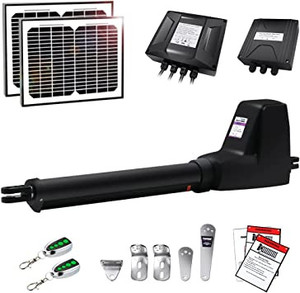lot 3200 image: TOPENS AT12131S Solar Single Swing Gate Opener Heavy Duty Automatic Gate Motor for Single Swing Gates Up to 18ft, Electric Driveway Gate Operator AC Powered with Solar Panel Remote Control Kit