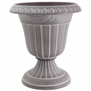 lot 3201 image: Arcadia Garden Products Traditional 13 in. x 15 in. Whitewash Plastic Urn